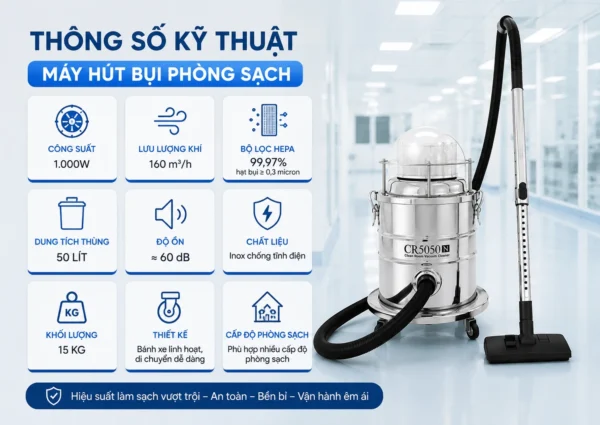 Thông số máy hút bụi phòng sạch 