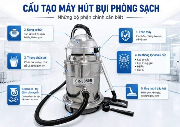 Cấu tạo máy hút bụi phòng sạch 