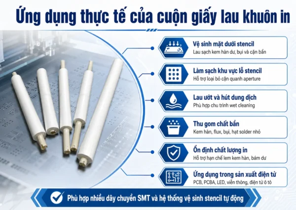 Ứng dụng cuộn giấy lau khuôn in