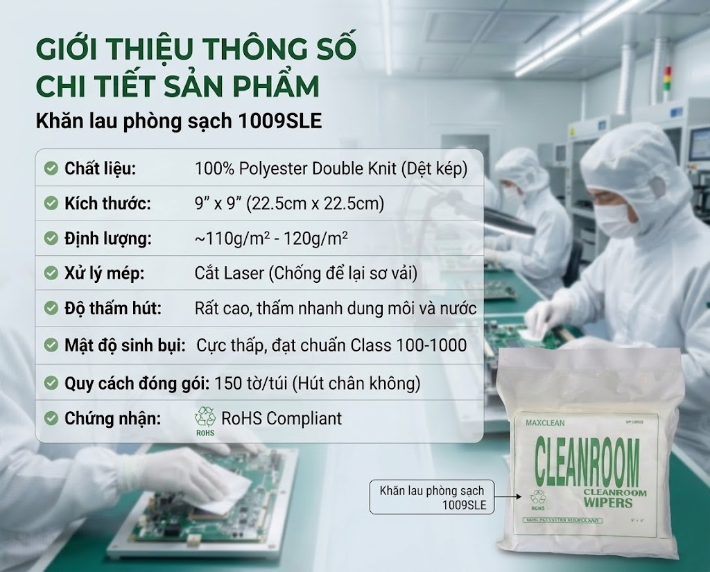 Thông số khăn lau phòng sạch 1009SLE