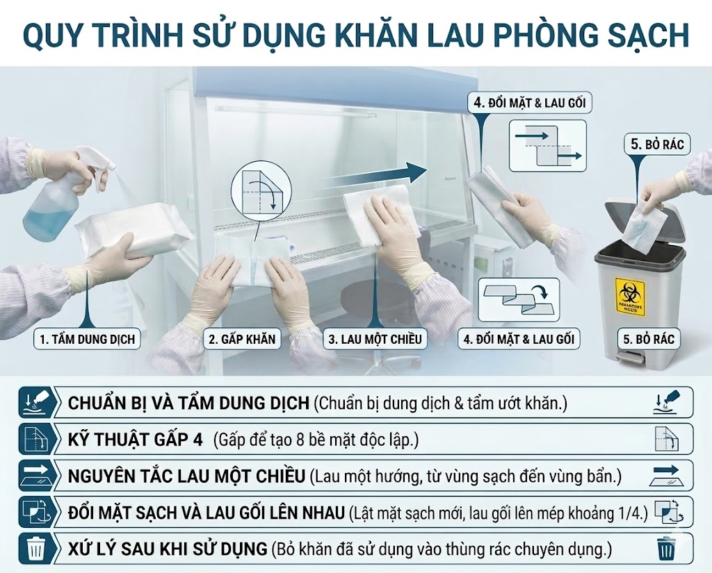 Quy trình sử dụng khăn lau phòng sạch 1009SLE