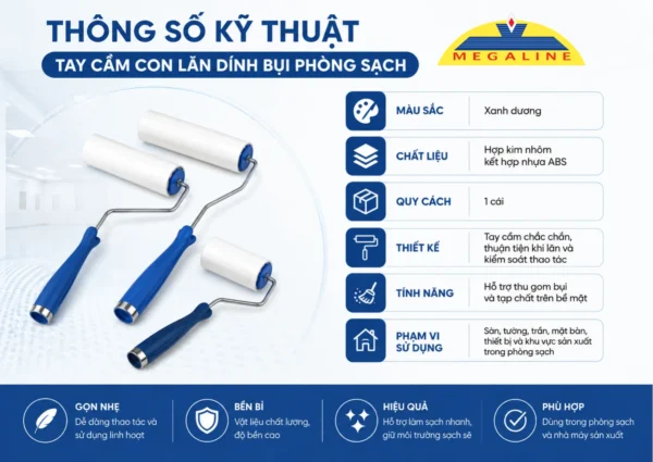 Thông số tay cầm con lăn dính bụi