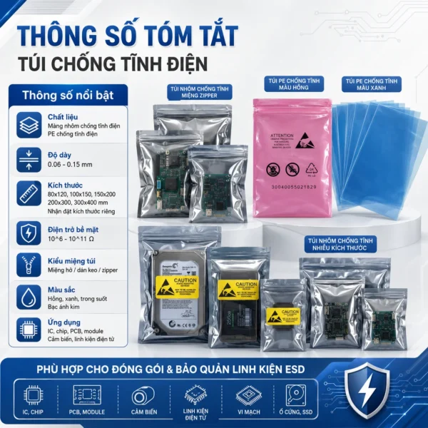 Thông số túi chống tĩnh điện