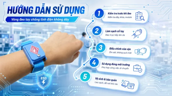 Hướng dẫn sử dụng vòng đeo tay chống tĩnh điện không dây