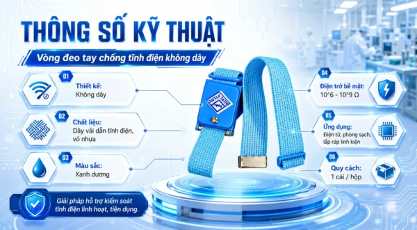 Thông số vòng đeo tay chống tĩnh điện không dây