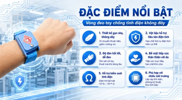 Đặc điểm vòng đeo tay chống tĩnh điện không dây