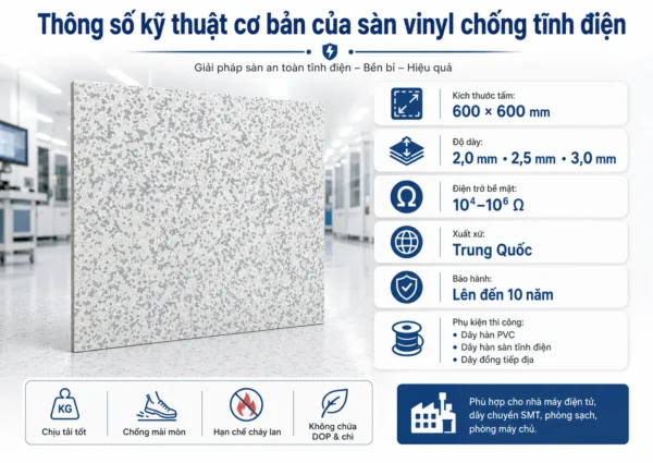 Thông số sàn vinyl chống tĩnh điện 