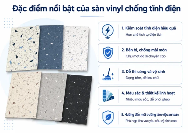 Đặc điểm nổi bật sàn vinyl chống tĩnh điện 
