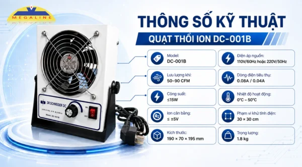 Thông số quạt thổi ion DC-001B