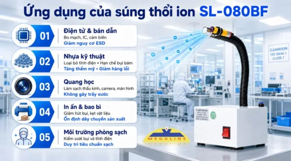 Ứng dụng súng thổi ion SL-080BF
