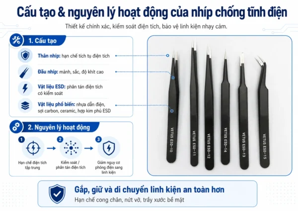 Cấu tạo nhíp chống tĩnh điện 
