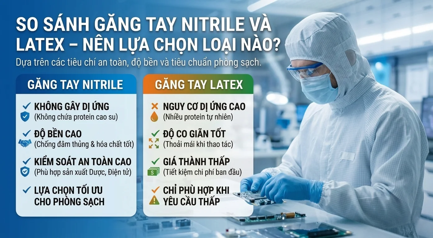 So sánh găng tay nitrile và latex