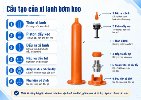 Cấu tạo xi lanh bơm keo