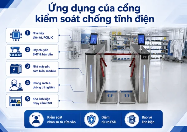 Ứng dụng cổng kiểm soát chống tĩnh điện