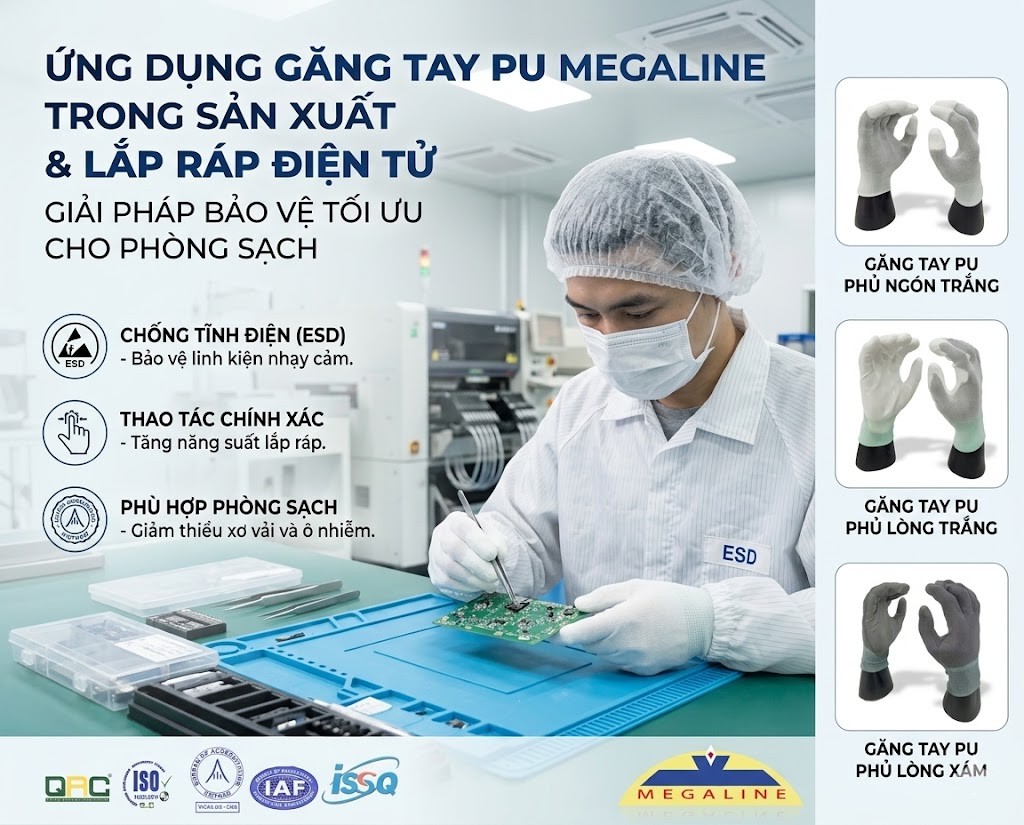 Ứng dụng găng tay phủ pu