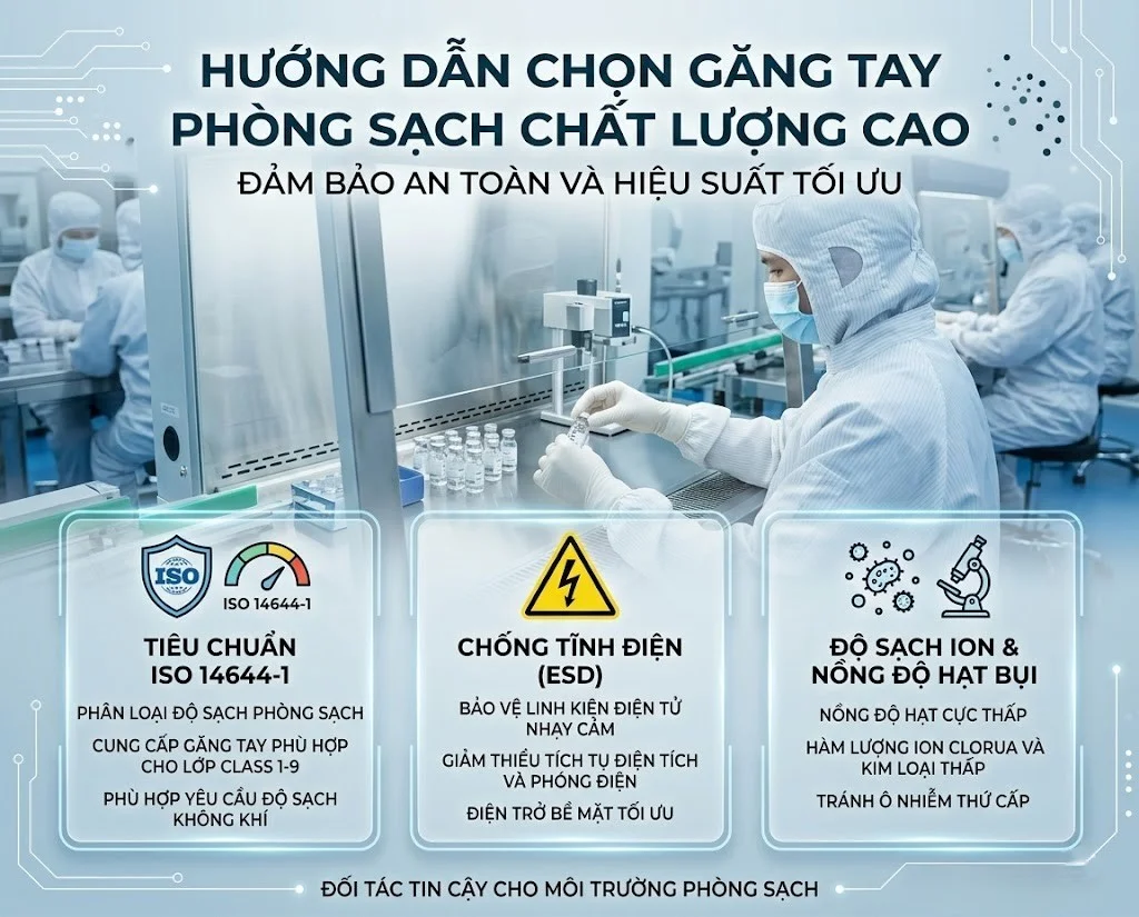Tiêu chuẩn đánh giá găng tay phòng sạch