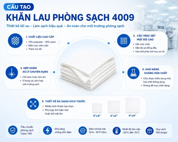 Cấu tạo khăn lau phòng sạch 4009