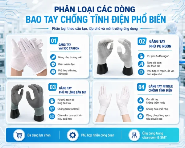 Phân loại găng tay chống tĩnh điện