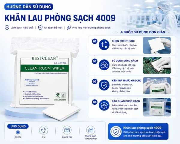 Hướng dẫn sử dụng khăn lau phòng sạch 4009