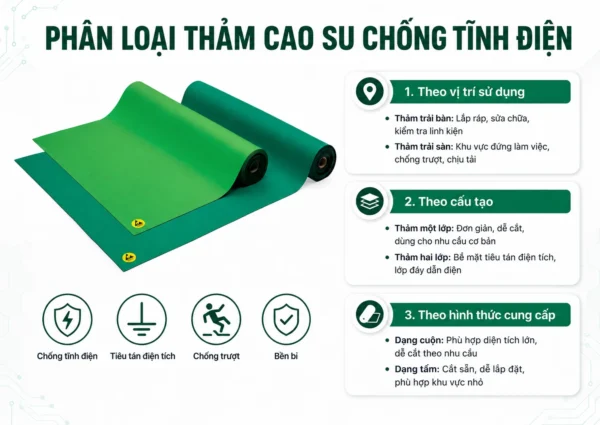Phân loại thảm cao su chống tĩnh điện
