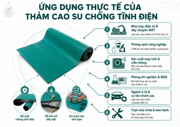 Ứng dụng thảm cao su chống tĩnh điện