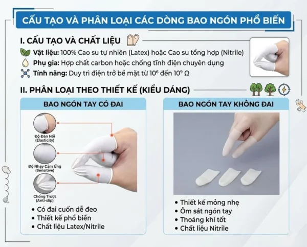 Cấu tạo bao ngón tay chống tĩnh điện