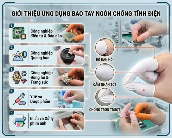 Ứng dụng bao ngón tay chống tĩnh điện