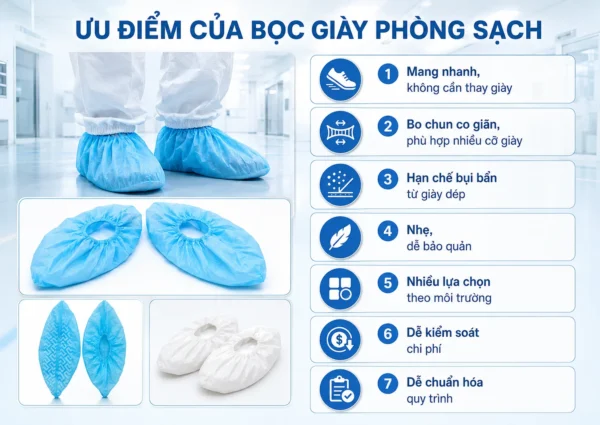 Ưu điểm bọc giày phòng sạch