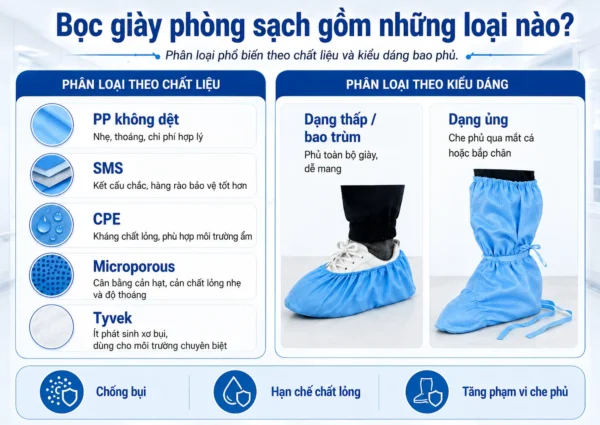 Các loại bọc giày phòng sạch