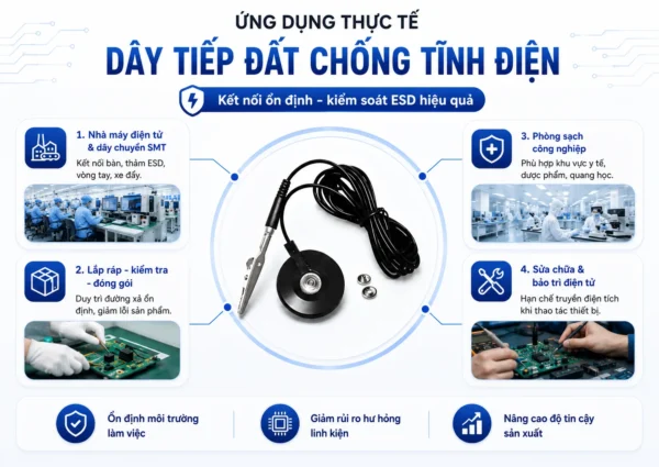 Ứng dụng dây tiếp đất chống tĩnh điện