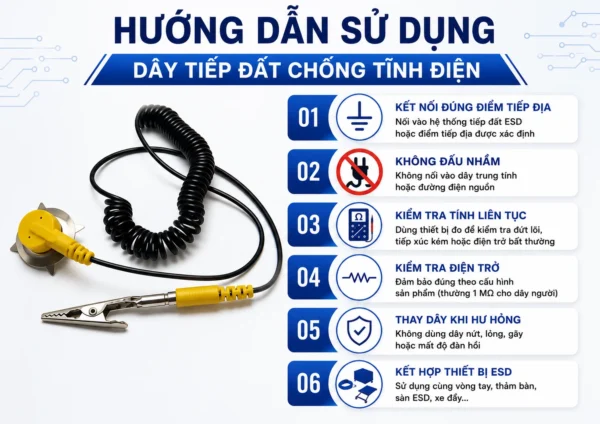 Hướng dẫn sử dụng dây tiếp đất chống tĩnh điện
