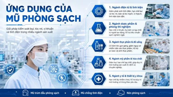 Ứng dụng mũ phòng sạch