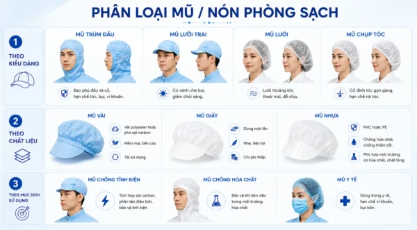 Phân loại mũ phòng sạch