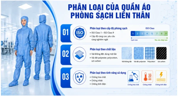 Phân loại quần áo phòng sạch liền thân