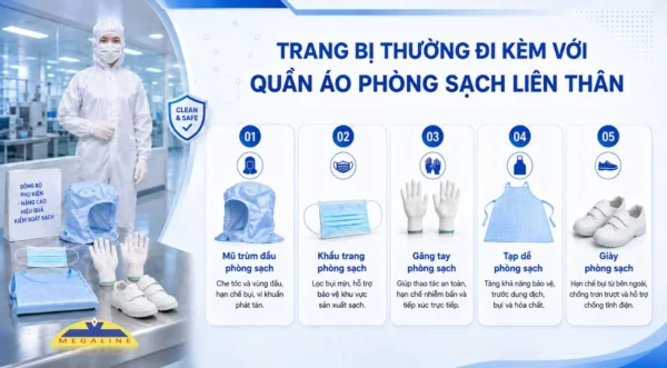 Trang bị đi kèm quần áo phòng sạch liền thân