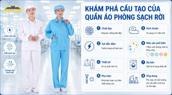 Cấu tạo quần áo phòng sạch rời 