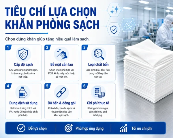 Tiêu chí lựa chọn khăn lau phòng sạch 
