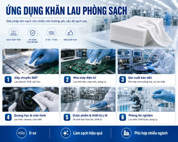 Ứng dụng khăn lau phòng sạch 