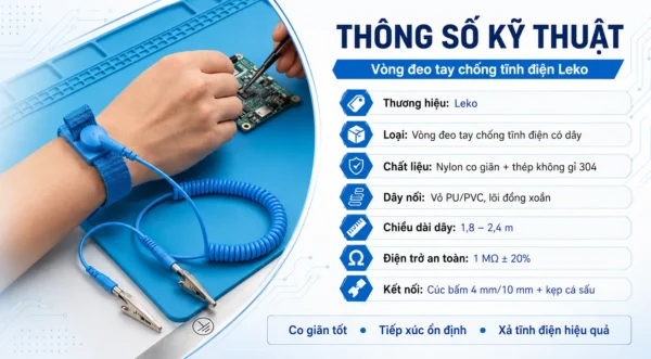 Thông số vòng đeo tay chống tĩnh điện