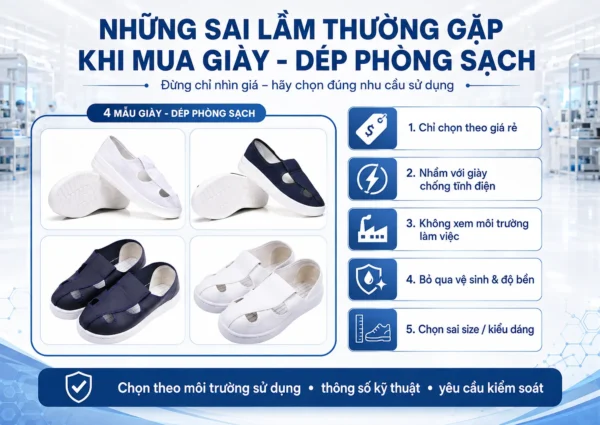 Những sai lầm khi mua giày dép phòng sạch