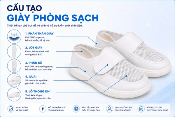 Cấu tạo giày phòng sạch