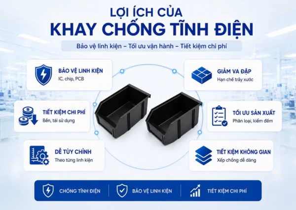 Lợi ích khay nhựa chống tĩnh điện