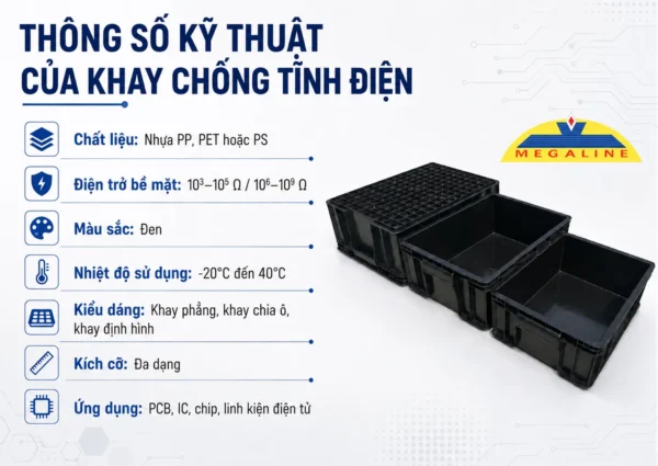 Thông số khay nhựa chống tĩnh điện