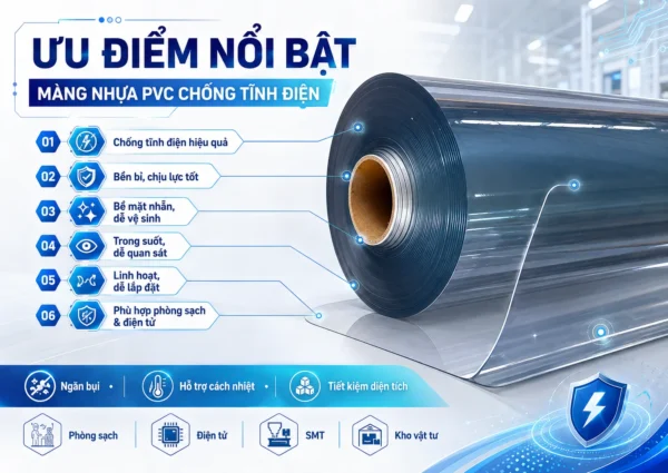Ưu điểm màng nhựa pvc chống tĩnh điện