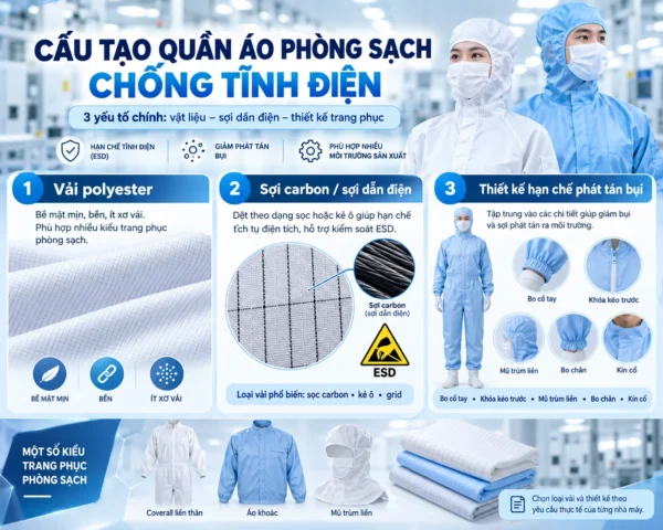 Cấu tạo quần áo phòng sạch