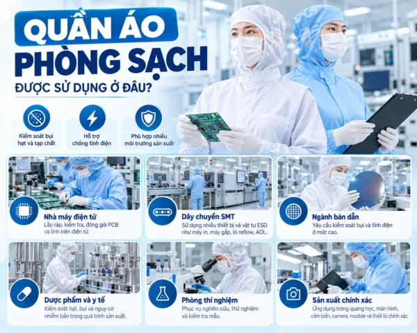 Ứng dụng quần áo phòng sạch