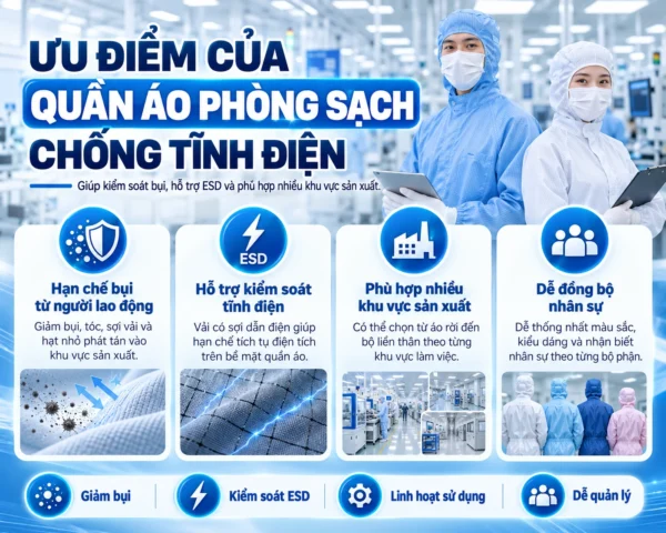 Ưu điểm quần áo phòng sạch