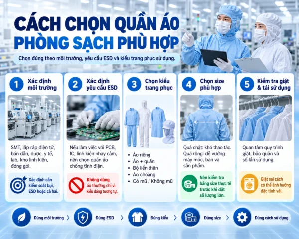 Cách chọn quần áo phòng sạch