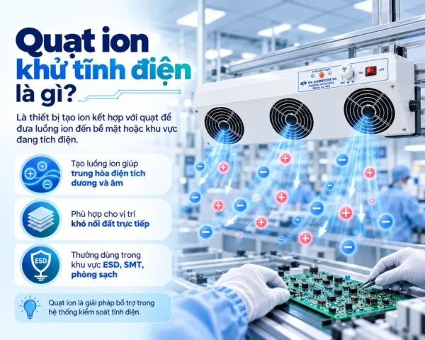 Quạt ion khử tĩnh điện là gì