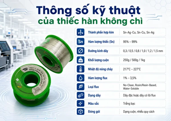 Thông số thiếc hàn không chì 